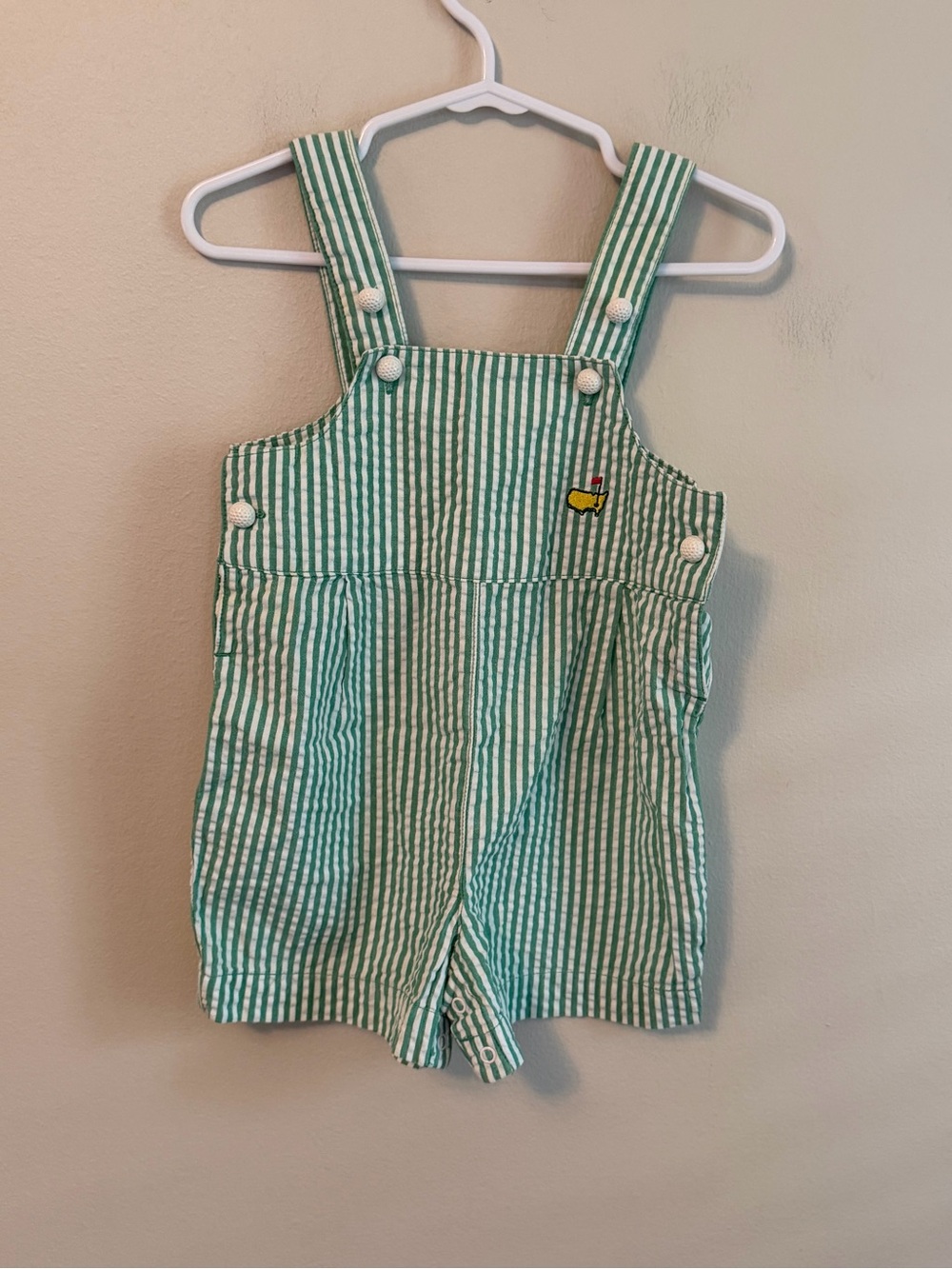 Masters Green Striped Kids Short Overalls